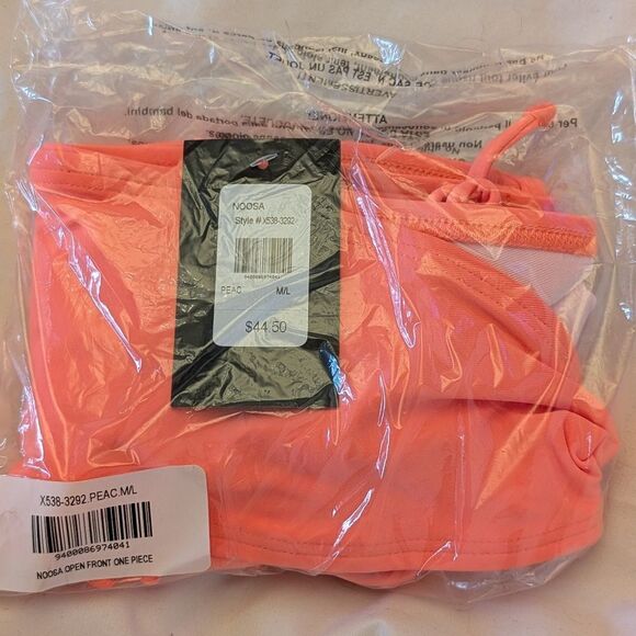 Noosa Orange Halter One-Piece Swimsuit Cutout High-Cut NWT - Picture 4 of 6